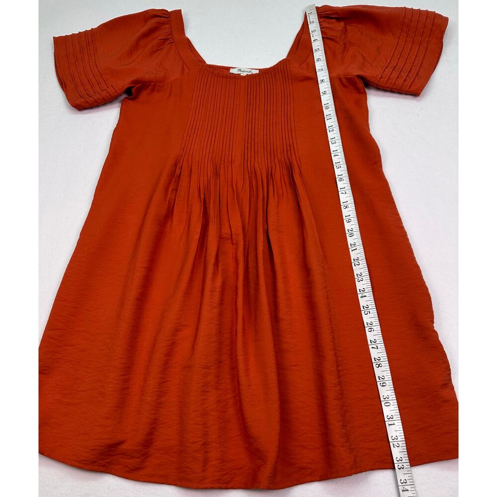 NWT Madewell Clay Orange Square Neck Pintuck Pleated Mini Dress XS - Picture 7 of 11